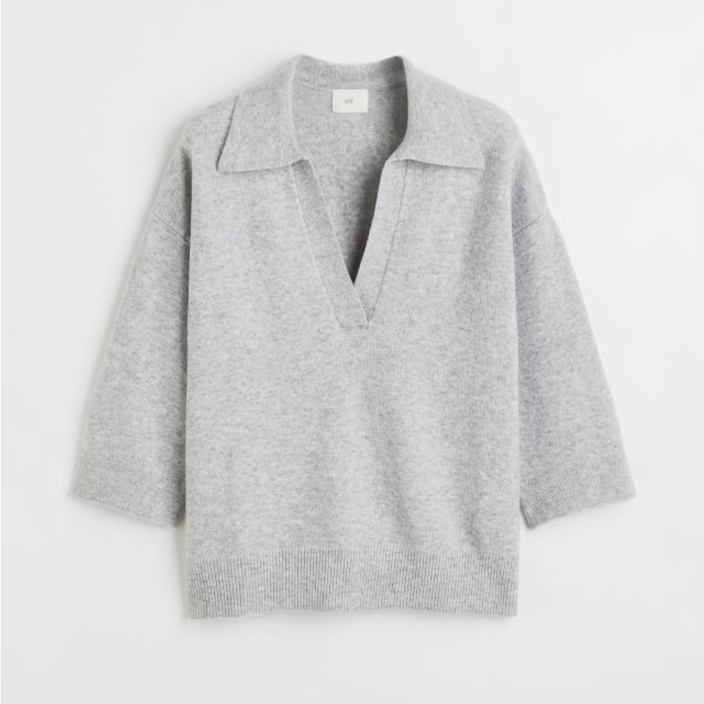 H&M Collared Sweater | Light Grey | Size M